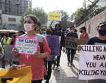 Youth activists protest to demand action against the climate change