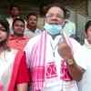 Assam Congress President Ripun Bora casts his vote at a polling booth in Gohpur