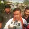BJP's Nandigram candidate Suvendu Adhikari on his way to a polling booth in the assembly constituency