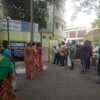 Chennai: People queue up to cast their votes at Chinmaya Vidyalaya, Virugambakkam