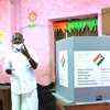 Kerala power minister MM Mani casts his vote at LP School, Bisonvalley