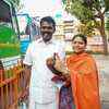 PV Sreenijin, the LDF candidate for Kunnathunad constituency after voting at Bhavans Vidyamandir in Elamakkara, Kochi
