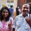 VP Sajeendran, UDF's sitting MLA at Kunnathunad after voting at a booth in Peringol in Aikaranad Panchayath, Ernakulam district.