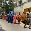 Members of the Tamil Nadu Association Of The Blind on their way to cast their votes at Tondiarpet