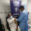 Delhi: Rajya Sabha Deputy Chairman Harivansh takes his second dose of Covid-19 vaccine at AIIMS