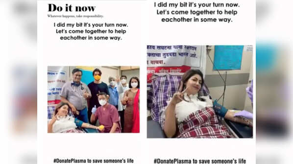 Debina Bonnerjee donating plasma
