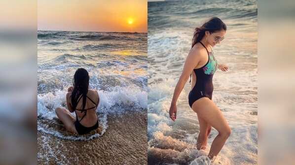 Pooja Banerjee takes out time for a swim in Goa