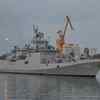 An Indian Navy ship arrives in Mumbai from Qatar with Covid relief material