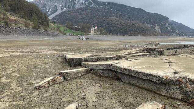 An Italian village that was once under water has now reappeared dramatically