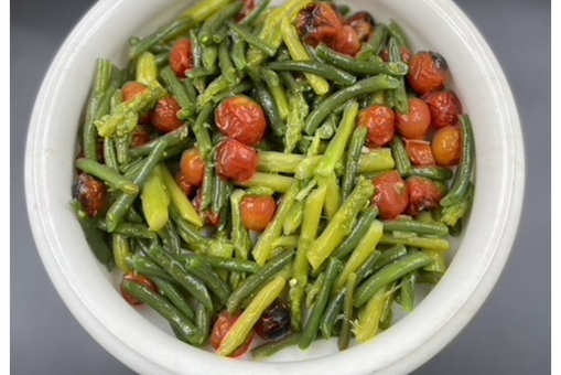 Asparagus green bean and baby tomato salad