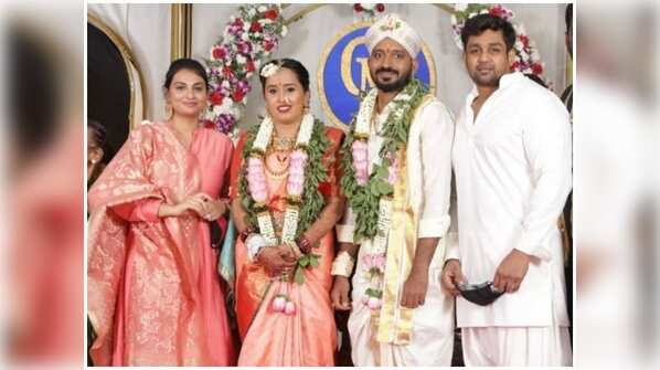 Dhruva Sarja with wife Prerana Shankar