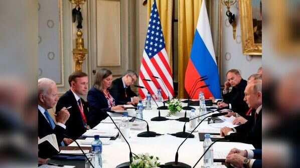 Joe Biden with Vladimir Putin during their meeting