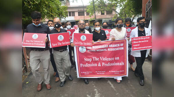 Doctors' protest in Moradabad