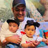 Kapil with his two babies for the first time