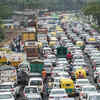 Article image for: Heavy traffic at Delhi’s <i class="tbold">dhaula kuan</i> following downpour