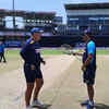 A casual catch-up between the coaches ahead of the series opener!