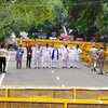 Farmers stage a protest at Jantar Mantar in Delhi