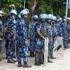 Tight security vigil near Ranjeet Singh flyover during farmers protest at Jantar Mantar in New Delhi on Thursday