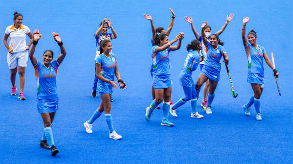 Jubilant Indian women's hockey team