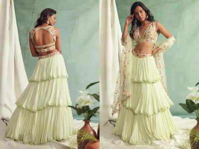 Jennifer Winget&#39;s mint green frilled lehenga is perfect for a day wedding | The Times of India