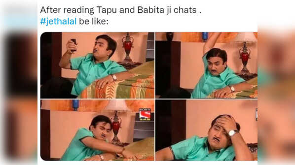 Jethalal after reading Tapu and Babita's chat