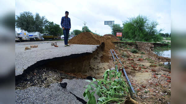 Caved-in road