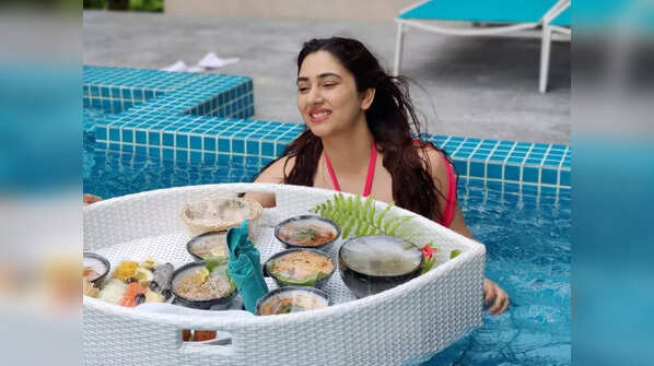 Enjoying her floating breakfast