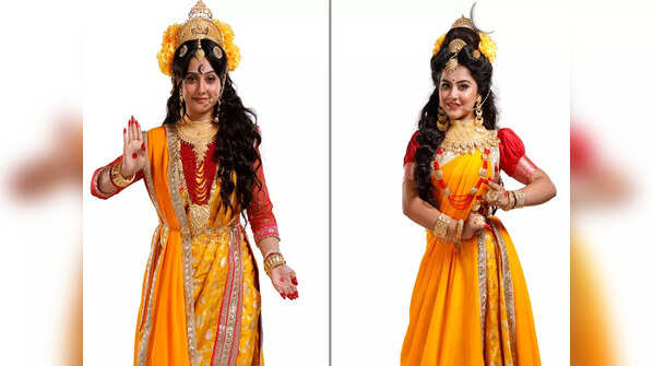 Srabani Bhunia as 'Lalita Tripurasundari' and Oindrila Saha as Bala Tripurasundari