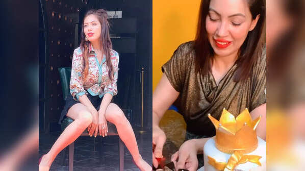 Cutting her birthday cake