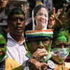TMC supporters celebrate after West Bengal chief minister Mamata Banerjee's landslide win