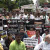 Congress workers protest outside Raj Bhavan in Mumbai
