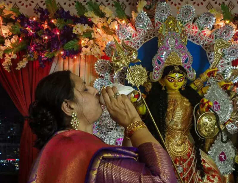 Durga Puja being celebrated with religious fervour