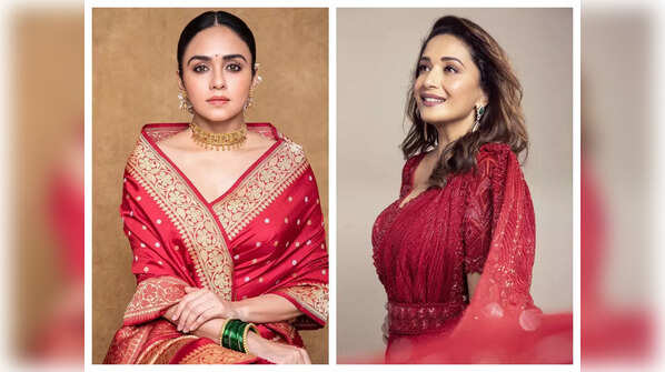 Navratri 2021 Day 6! Amruta Khanvilkar to Madhuri Dixit; Marathi actresses who look ravishing in red