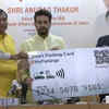 Delhi | Union Minister Anurag Thakur today launched the MyParkingsApp, a smart parking solution, for the areas under South Delhi Municipal Corporation, in presence of Mukkesh Suryaan, Mayor, SDMC and Gyanesh Bharti, Commissioner, SDMC (ANI)