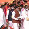 Leaders arriving at the NDMC Convention Centre in Delhi for BJP's national executive meeting.