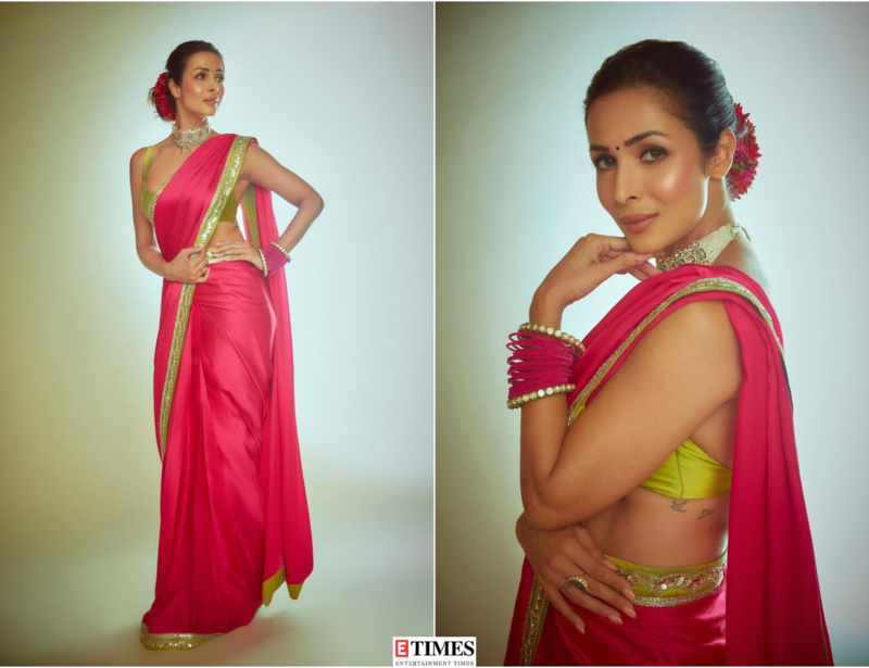 Malaika Arora's ethnic grace in a pink and green saree will steal your heart, see alluring pictures