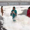 Toxic foam floats on Yamuna
