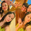 Flaunting their mehendi design