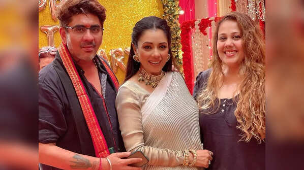 Rupali with the producers of Anupamaa