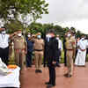 Tamil Nadu governor RN Ravi pays tributes to late Bipin Rawat at Bharathidasan University in Trichy.