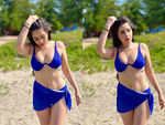Urfi Javed grabs netizens' attention once again with her blue bikini; a user asks, 'India mein sardi nahi hai ab?'