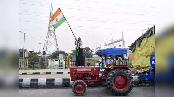 A protestor waves the national flag