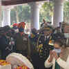 The three service chiefs - Army Chief Gen MM Naravane, IAF chief Air Chief Marshal VR Chaudhari and Navy Chief Admiral R Hari Kumar pay tribute to CDS Rawat.