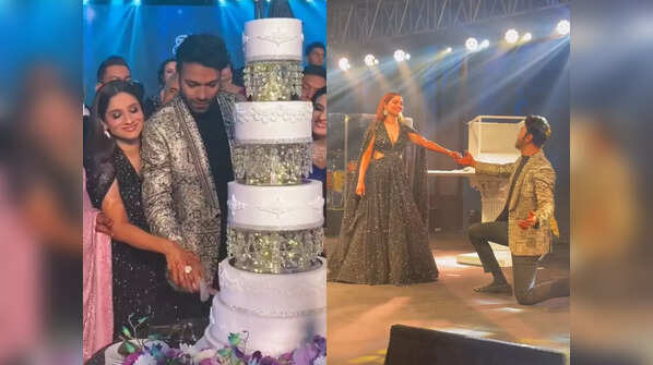 INSIDE PICS: Ankita Lokhande and Vicky Jain get engaged, a look at their grand engagement cake, performances and more