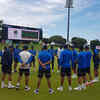 Final huddle talk before the action begins...