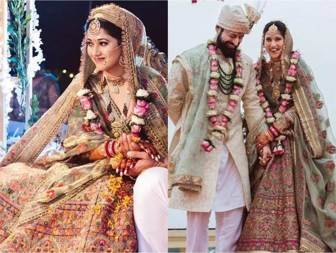 Mohit Raina&#39;s wife Aditi&#39;s multi-hued lehenga from their wedding is alluring | The Times of India