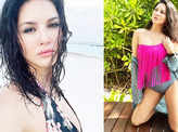 Sunny Leone radiates a pop of freshness with her glamorous pictures in a fringe swimsuit