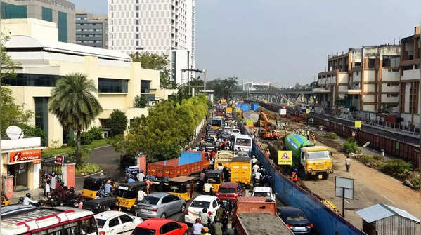 In photos: Chennai Metro work causes traffic bottlenecks
