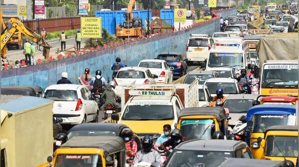 In photos: Chennai Metro work causes traffic bottlenecks