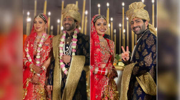 Ishqbaaz actress Mansi Srivastava ties the knot with fiancé Kapil Tejwani; glows in a red lehenga
